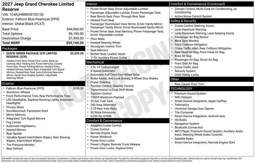 2027 Jeep Grand Cherokee Limited Reserve