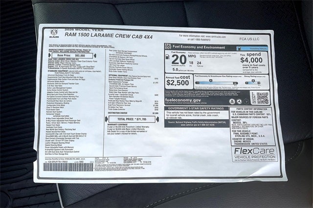 2026 RAM Ram 1500 RAM 1500 LARAMIE CREW CAB 4X4 5'7' BOX