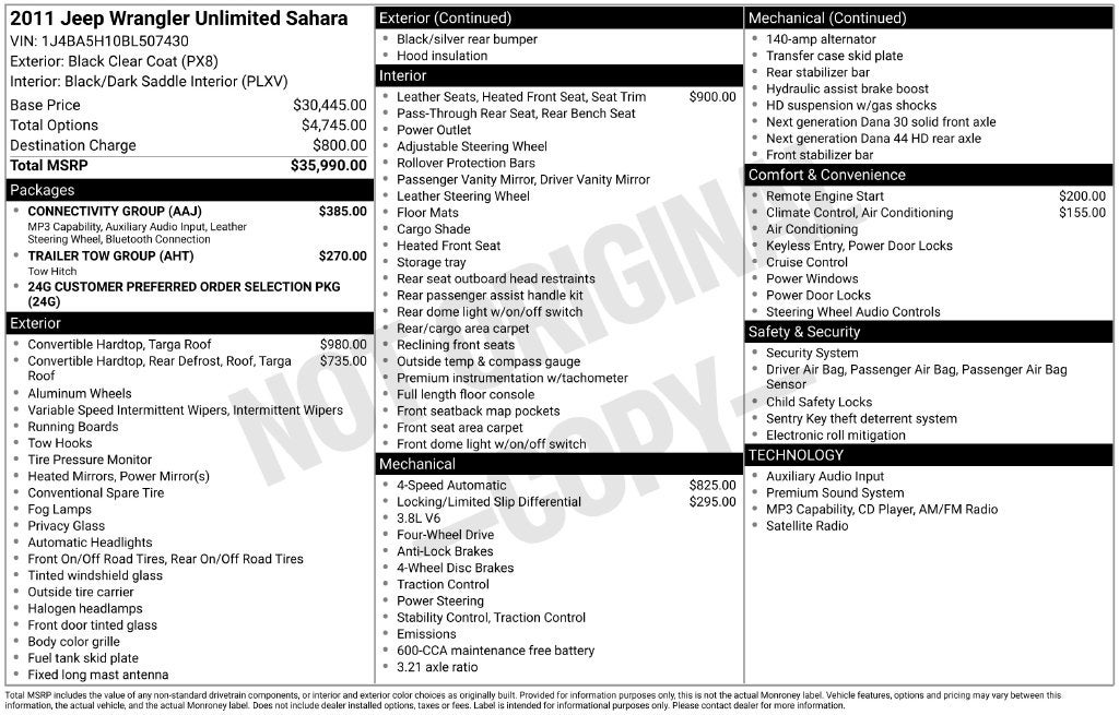 2011 Jeep Wrangler Unlimited Unlimited Sahara