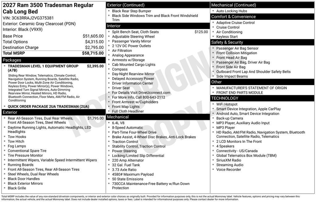 2027 RAM Ram 3500 Tradesman