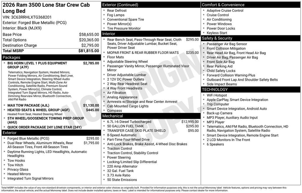 2026 RAM Ram 3500 Big Horn