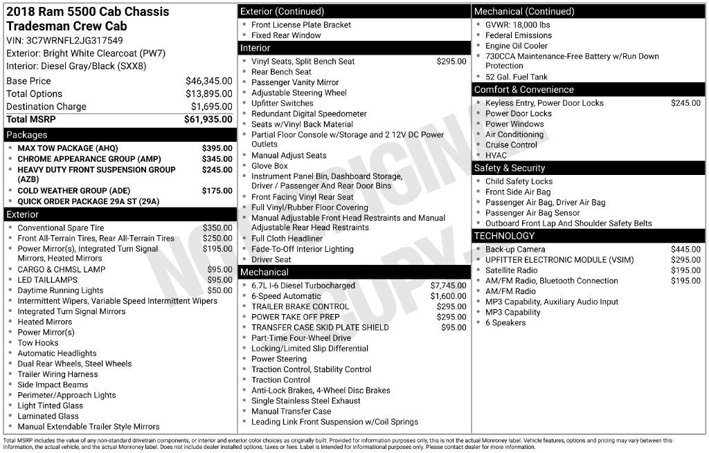 2018 RAM 5500 Chassis Tradesman