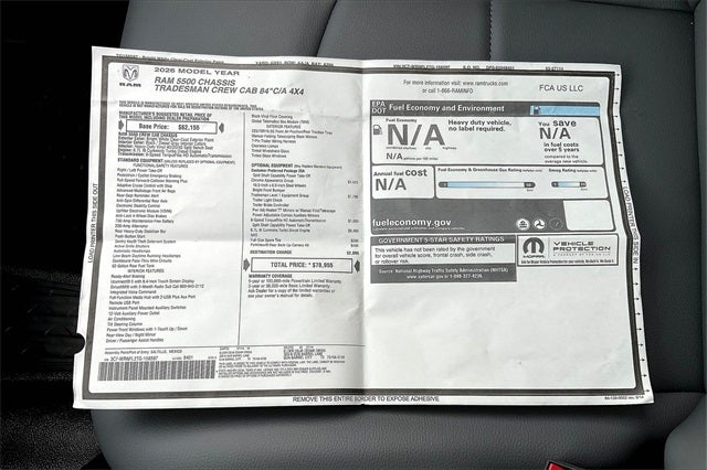 2026 RAM Ram 5500 Chassis Cab RAM 5500 TRADESMAN CHASSIS CREW CAB 4X4 84' CA